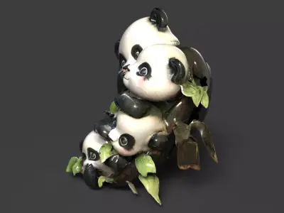 Chinese panda figure  Low-poly 3D model