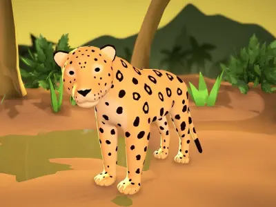 Jaguar - Stylized Low-poly 3D model