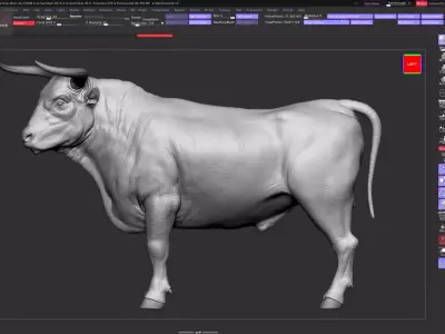 Realistic Bull Sculpt with UV High-Detail Base Model Low-poly 3D model