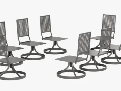 Umbrella Table Patio  Pillow Chair id 2 Low-poly 3D model
