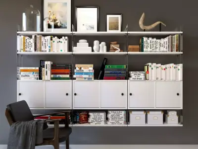 Decorative set White shelving 3D model