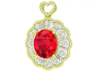 A7716 Luxury Hongkong Style Diamond Women Pendant 3D Model 3D print model