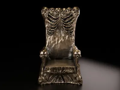 A throne of skulls Low-poly 3D model
