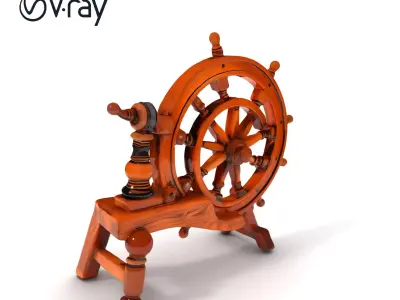Vintage Spinning Wheel D Model Pack Low-poly 3D model