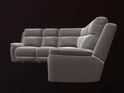 5 Seater Dark Grey Leather Power Reclining Sofa Low-poly 3D model