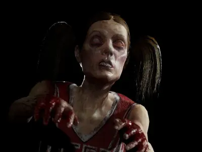 Zombie - Starved Female - Cheerleader Low-poly 3D model