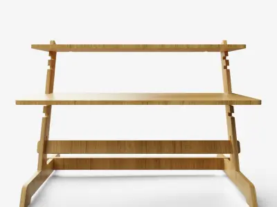 Bamboo Adjustable Sit Monitor Stand 3D model