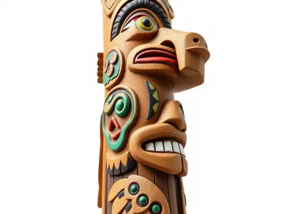 Traditional Totem Pole Sculpture Model Pack for Cultural Disp... Low-poly 3D model
