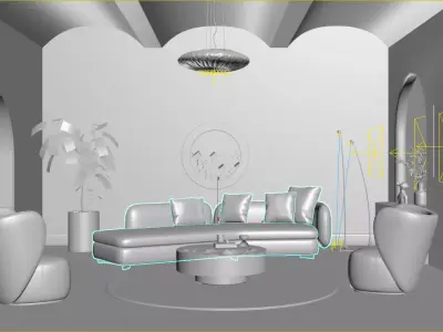 Mid Century interior scene 3D model