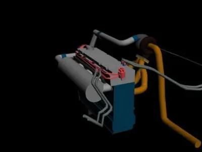 Turbo engine low polly Low-poly 3D model