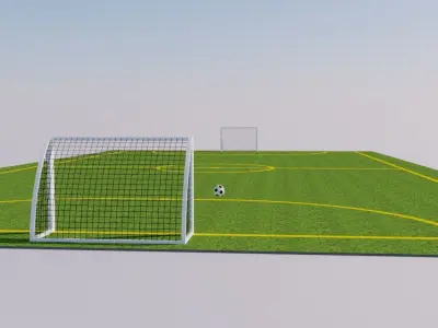 Playing field football soccer Low-poly 3D model
