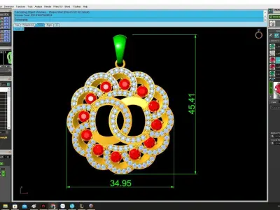 Luxury Diamond Pendant with Circular Floral Design 4214 3D print model