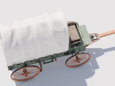 Covered Wagon 01 Low-poly 3D model