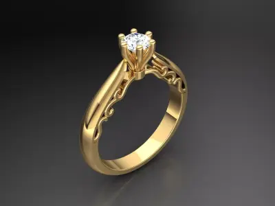 Ring M16 The luxury female ring with gem wedding 3D print model