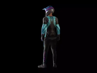 Downhill Rider 3D Model  Low-poly 3D model