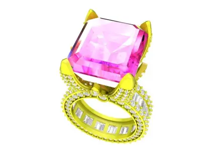 A7663 Big Stone Luxury Diamond Eternity Engagement Ring 3D print model