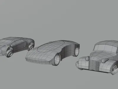 Futuristic cars Low-poly 3D model