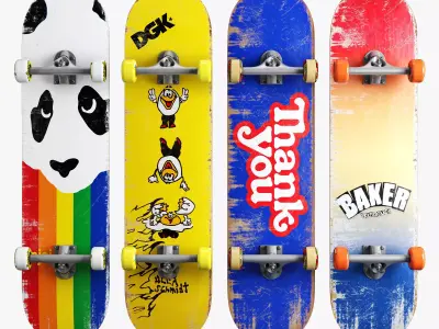 Skateboard set 003 3D model