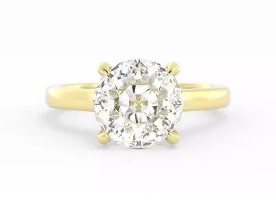 Chunky Band Round Diamond Solitaire With Hidden Halo 3DM 3D print model