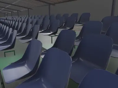 Tribune stadium with seats and roof Low-poly 3D model