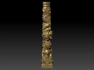 dragon pillar on unicorn 3D print model