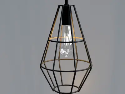 Cage lamp with vintage bulb 3D model