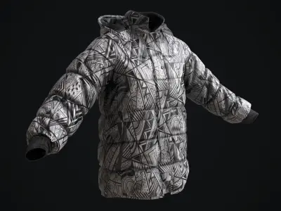 Snowboarding winter jacket Low-poly 3D model
