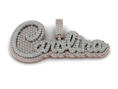 Custom Diamond Name Pendant CAROLINA 3D print model