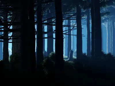 Stylized blue Volumetric Scene in Blender 3D model