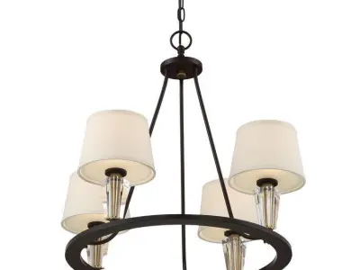  Light Shaded Wagon Wheel Chandelier 3D model