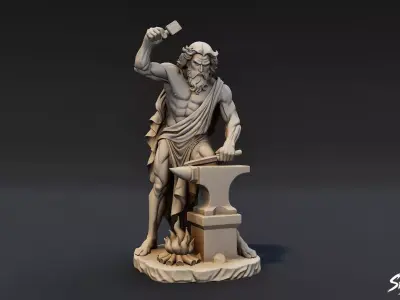 Hephaestus Statue Low-poly 3D model