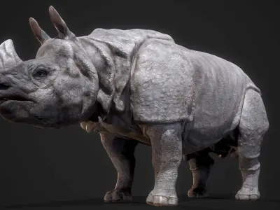 Indian Rhinoceros Low-poly 3D model