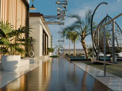 Penthouse Rooftop with Interior and Exterior 3D model