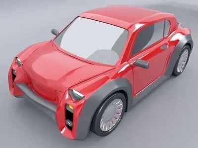 Retro city car concept 3D model