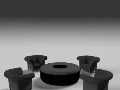 Elegant Black Lounge Set 3D model