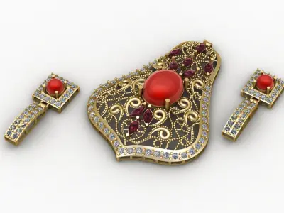 Luxury Diamond Pendant And Earring 3d printable Model 3D print model