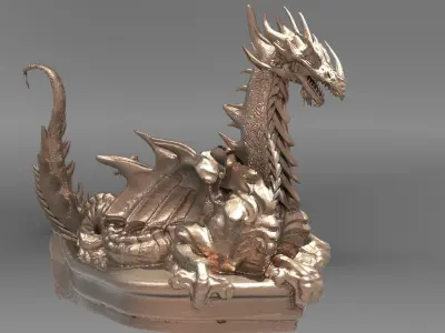 Dragon statue Fantasy Viking 3D model