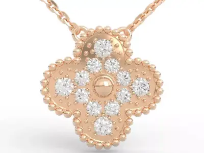 Luxury Four Leaf Clover Diamond Pendant 3D print model