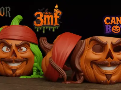 Jack Sparrow Pumpkin - Decor  and Candy Bowl Versions 3D print model