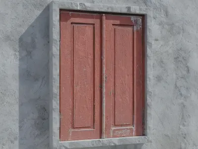 Red Windows and Doors Bundle Low-poly 3D model