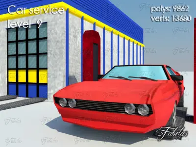 Car service level Low-poly 3D model