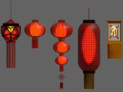 Japanese Lantern pack 3D model