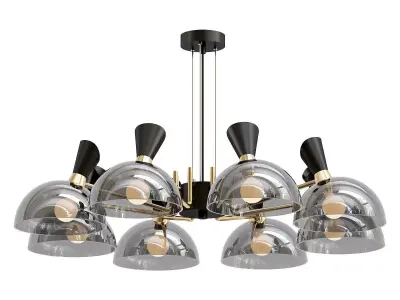 amanda modern chandelier with glass shades and metal 3D model