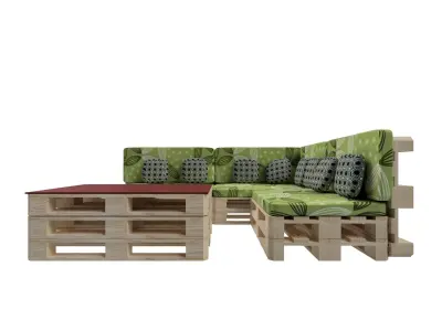 Sofa corner with pallets 3D model