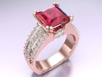 Square Stone Rings - Womens Rings - N152053 3D print model