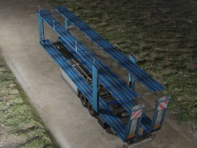 CAR TRANSPORTER  HAULER TRUCK TRAILER LOW POLY  Low-poly 3D model