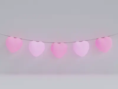 garland of hearts Low-poly 3D model
