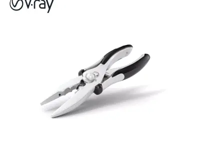 Versatile Pliers with Rubberized Grips and Metallic Finish mo... Low-poly 3D model