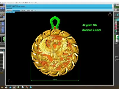 Luxury Phoenix Round Pendant Jewelry Design  4032 3D print model