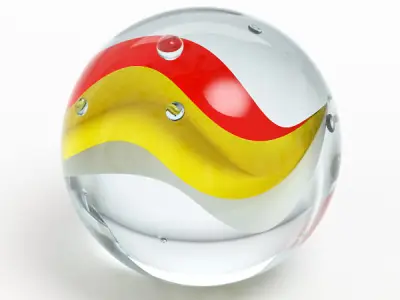 Marbles glass ball with flag of spain 3D model